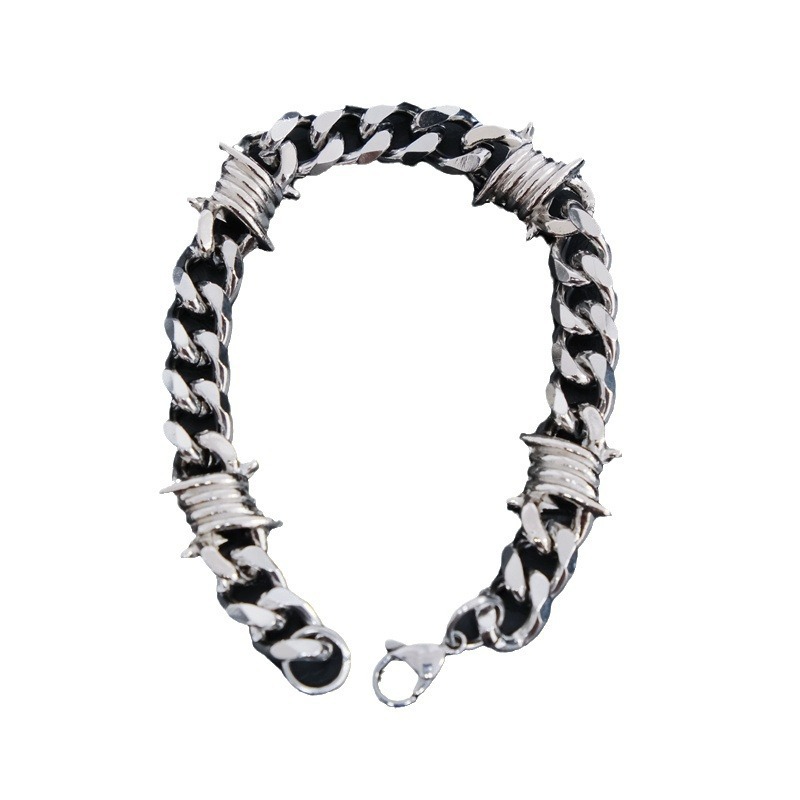 Cuban chain punk halsband med törnen i rostfritt stål_voghion.com