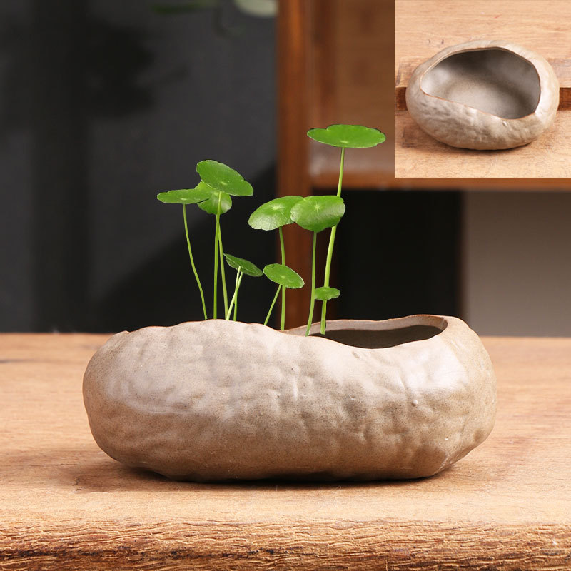 Monedero de cobre no poroso de piedra de imitación, maceta de cerámica de tamaño especial, bonsai doméstico, narciso, narciso, utensilios de hidroponía, liquidación al por mayor