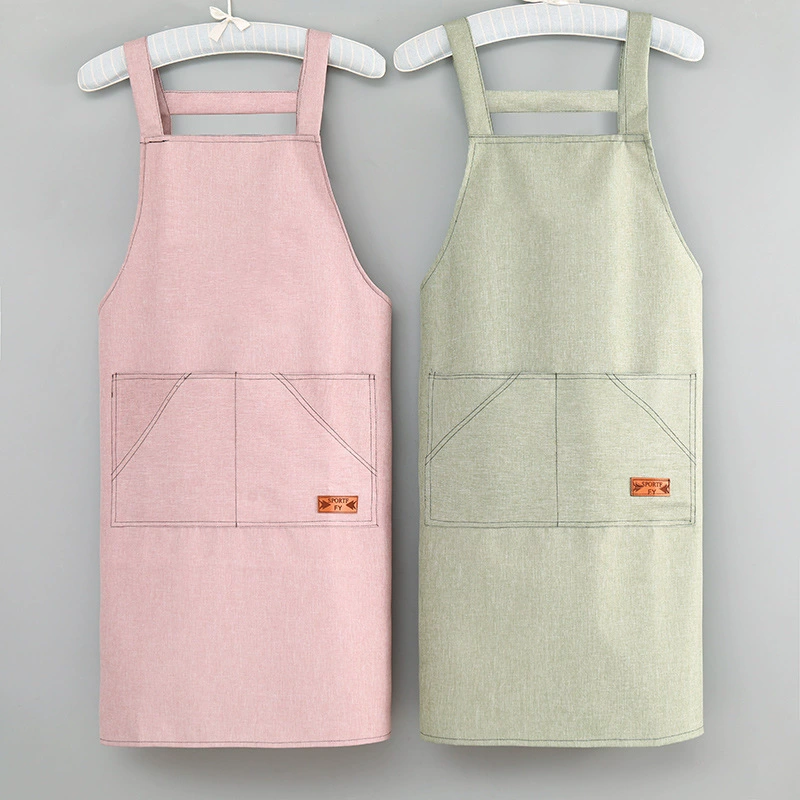 Новый хлопковый и льняной кухонный фартук анти-обрастание маслостойкая шея карманы на талии домашнего питания рабочая одежда может быть напечатана