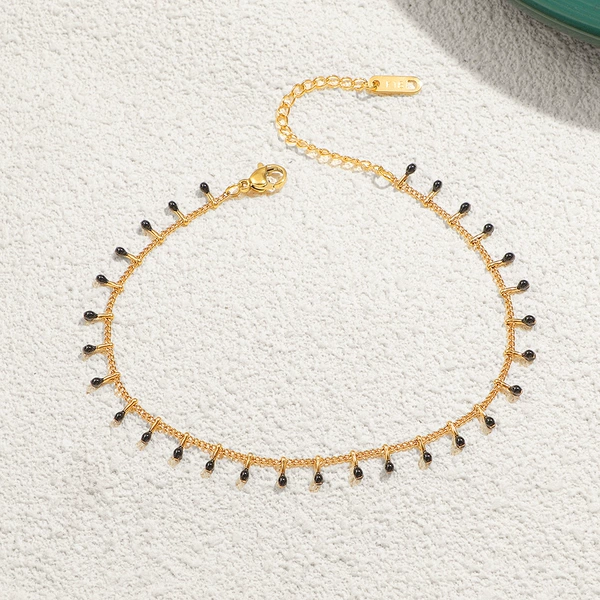 Black golden ankle bracelet, J101