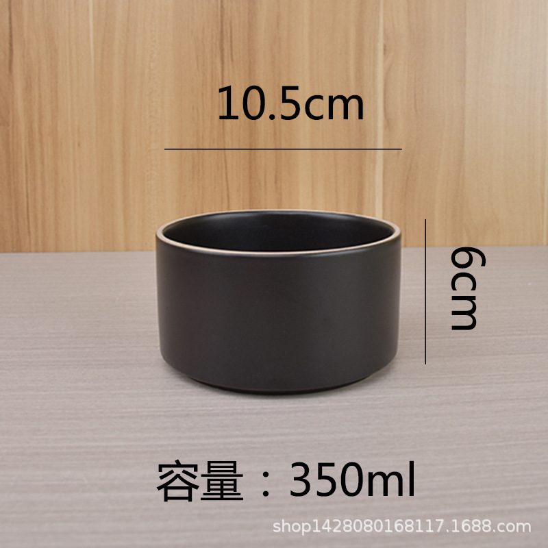 Tazón de arroz de cerámica redonda de arena mate negro puro Tazón de sopa espesa coreana Tazón de sopa dulce Tazón de ensalada Tazón de kimchi especial