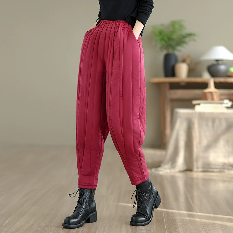 Quilted flashlight, winter keep warm trousers, loose fit, increased thickness