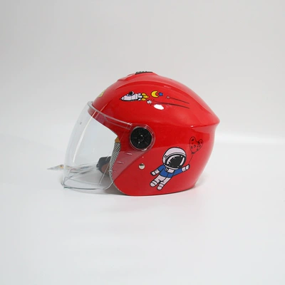 battery car half helmet girls — Motosiklet kaskı (dəbilqə) - childrens-dbk-red-protective-cap-cross-border-model