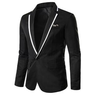Z 15747 Solid Color Single Button Suit Jacket ƴɫ�ο����b