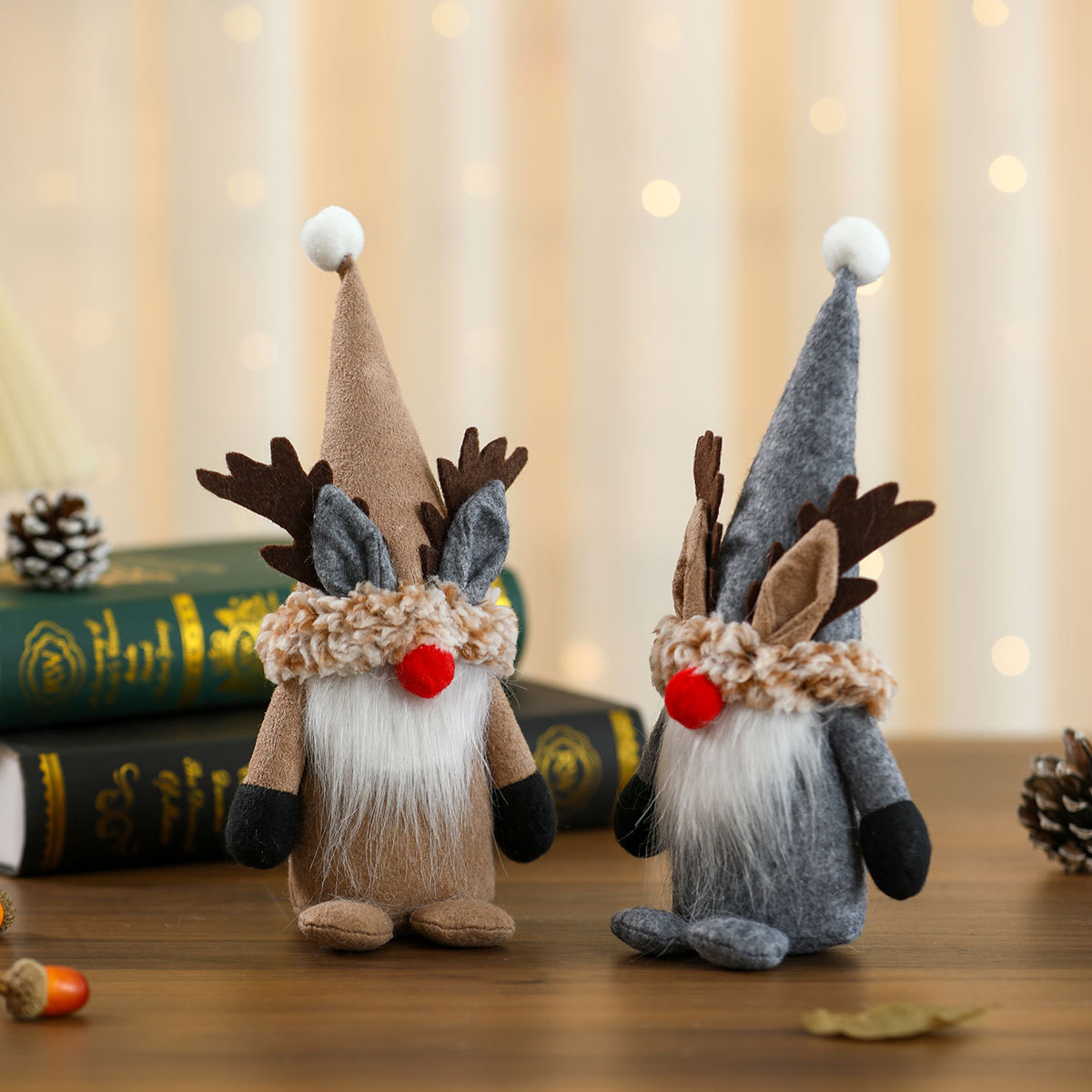 Muñecas de Navidad de corno de ciervo muñecas de Navidad pequeños regalos sin cara Rudolph muñecas de pie