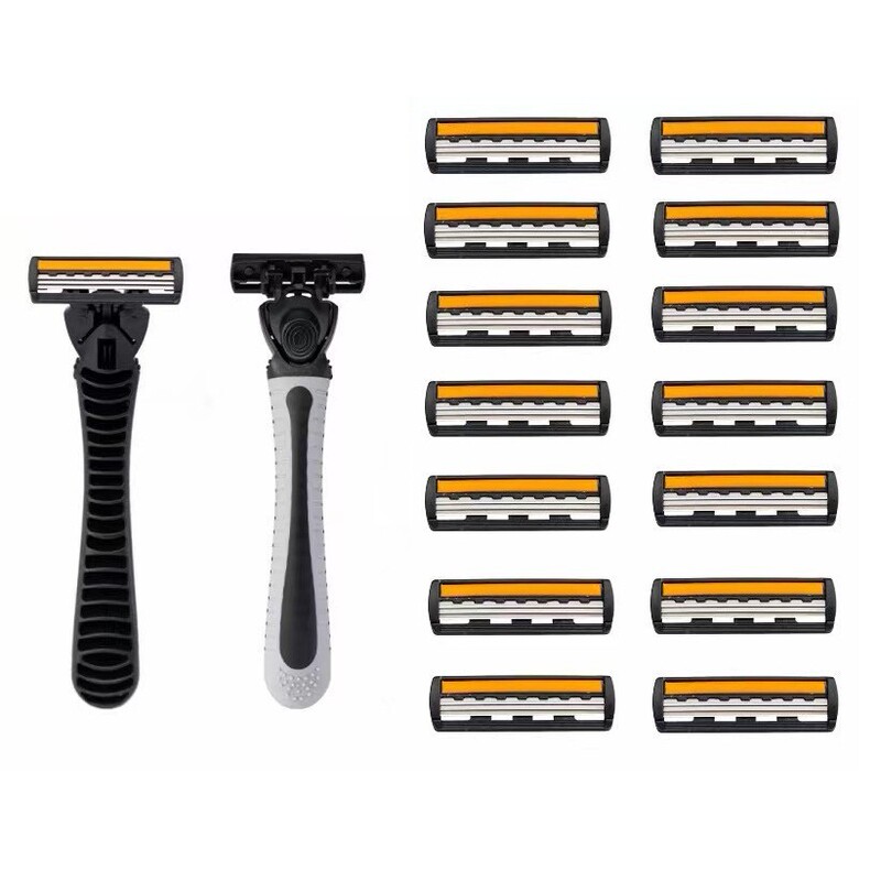 Cross-Border Vintage 3-Layer Stainless Steel Blade Disposable Manual Razor Blades Stainless Steel Razor Heads Wholesale