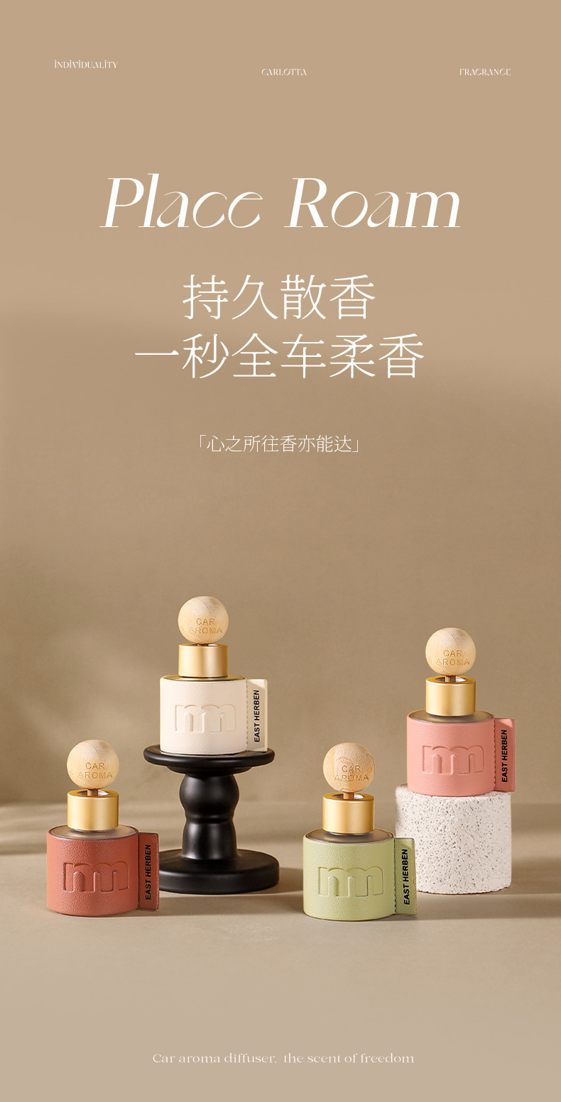 50ml Portable Car-Mounted Premium Aromatherapy Essential Oil Air Freshener and Deodorizer, Flameless Fragrance Ornament Wholesale
