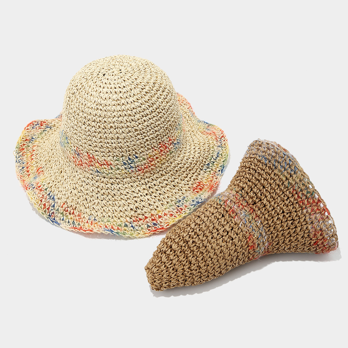 Sombrero de paja para mujeres de verano dulce siete colores sombrero de paja vacaciones versátil sombrero de playa sombrero de sombra
