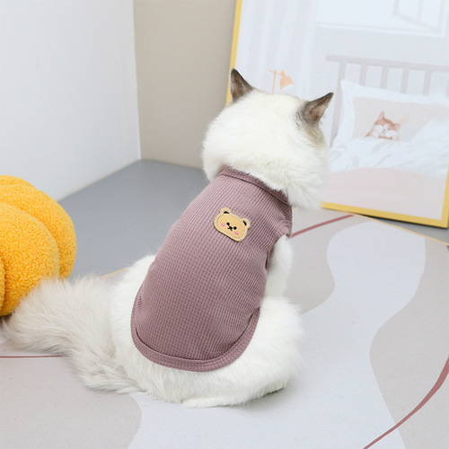 Pet cat clothes, chic bear T-shirt, puppy and kitten pet clothing, casual spring and summer cat and dog clothes cross-border