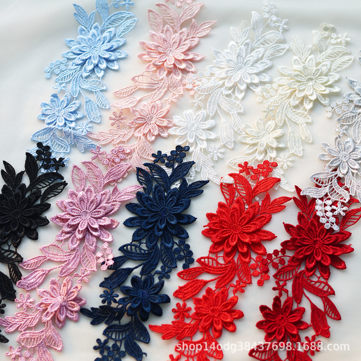 立体水溶对花彩色刺绣水溶立体对花手工diy古装秀禾童装辅料蕾丝