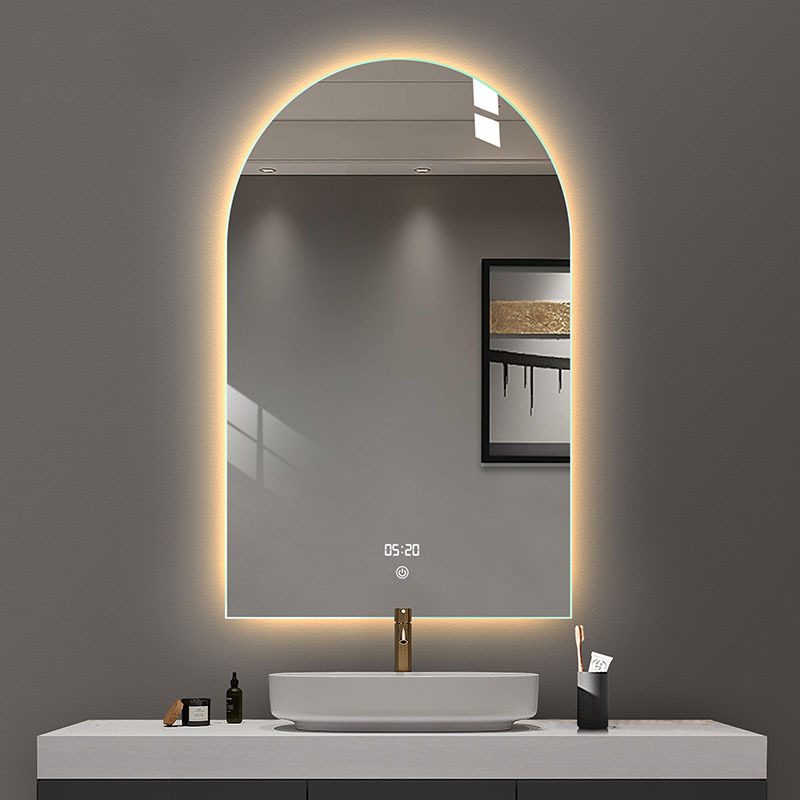 French Arch-Shaped Smart Bathroom Mirror, Simple Bathroom with Light, Anti-Fog, Nordic Special-Shaped Curved Vanity Mirror Wall Hanging