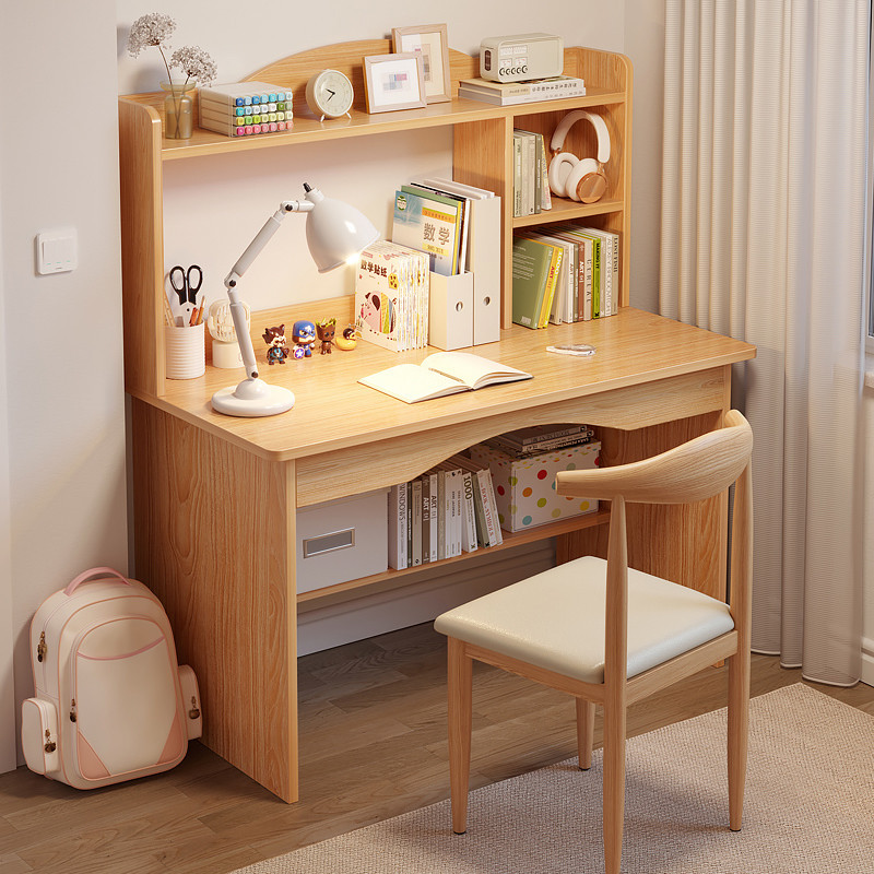 Desktop computer desk bedroom study desk for primary school students home bookshelf integrated simple learning desk and chair office writing table