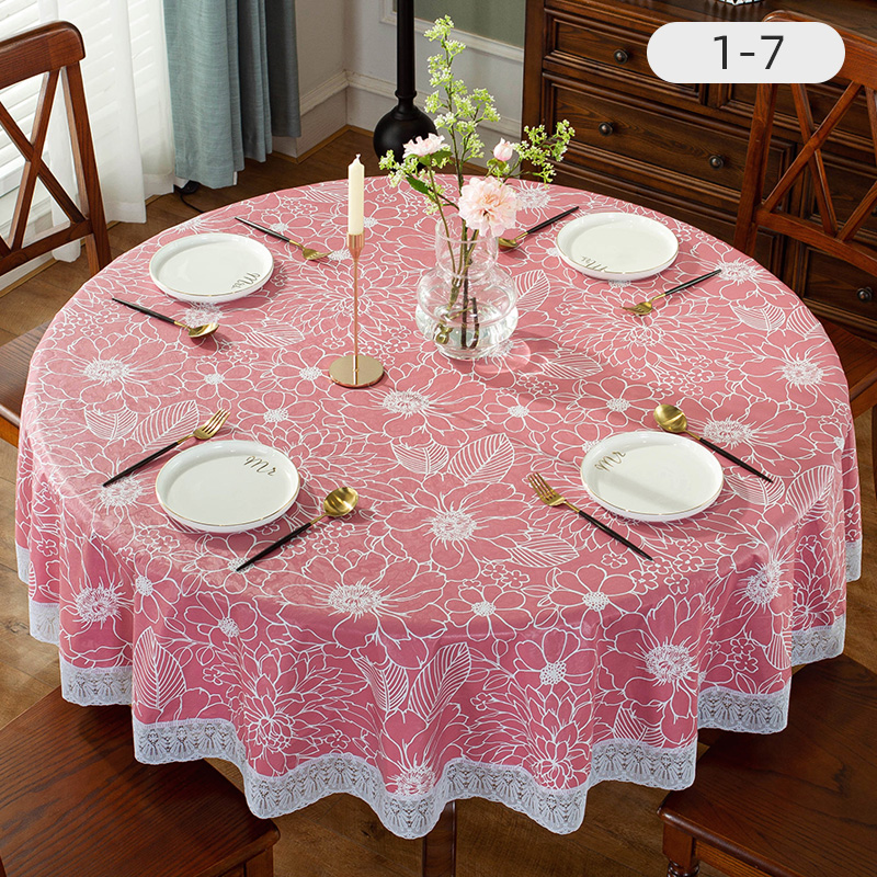 impermeable a prueba de agua a prueba de aceite a prueba de manchas PVC ecológico para el hogar mesa redonda sin lavado restaurante gran mesa redonda hotel Yuanbeiqin