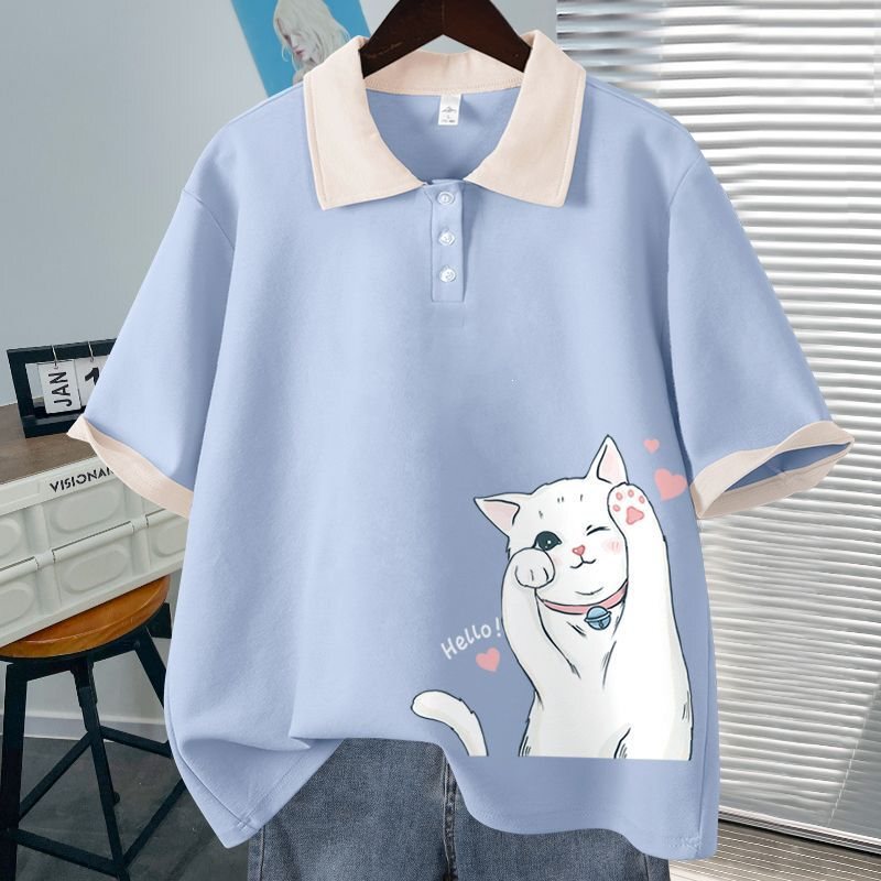 Polo shirt t-shirt for women, summer 2023 new American hip-hop short-sleeve tee, summer women's cotton top Polo shirt t-shirt for women, summer 2023 new American hip-hop short-sleeve tee, summer women's cotton top