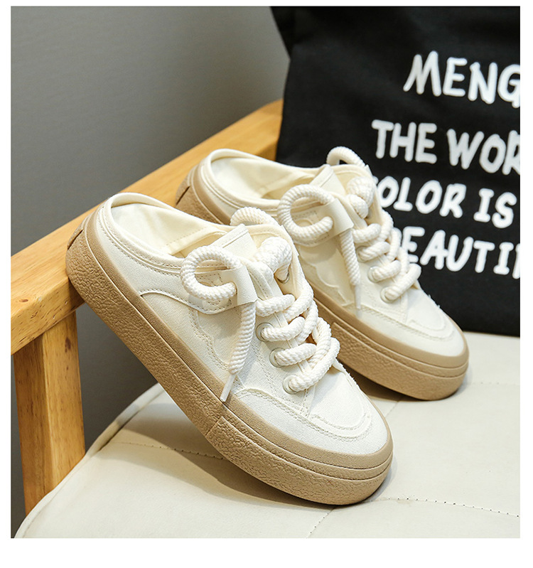 VASIBAEN Niche Design Half-support 2023 Poletje Novi platneni čevlji Lazy One pedal all-match superge trend_voghion.com