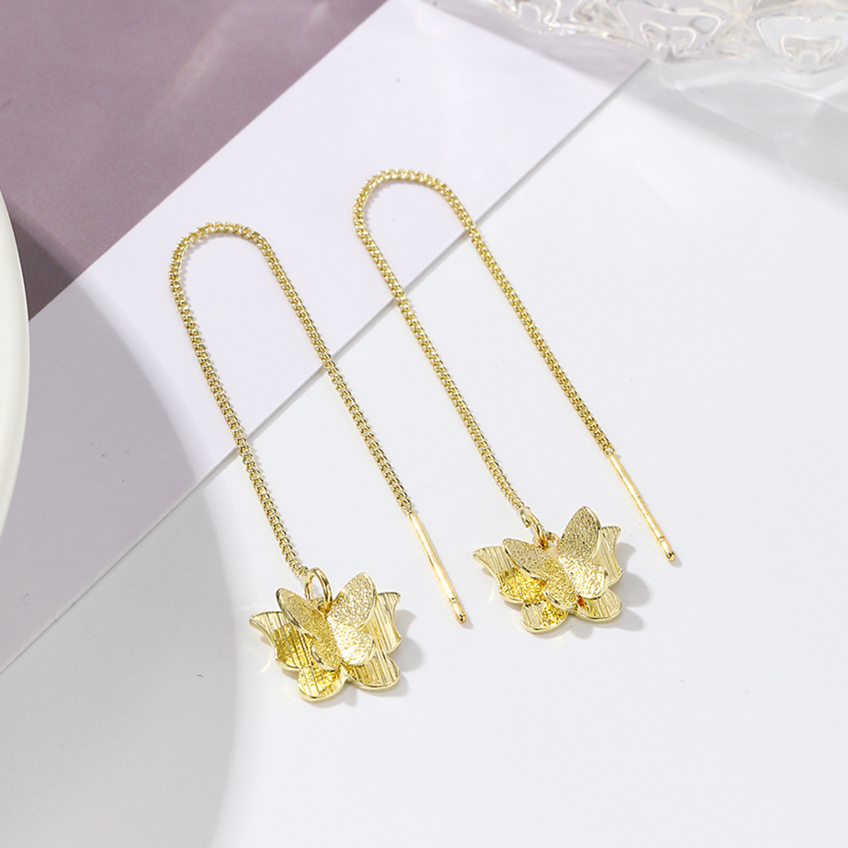 butterfly earrings Summer long exaggerated large cross border earrings High grade metal oil drop butterfly earrings_voghion.com