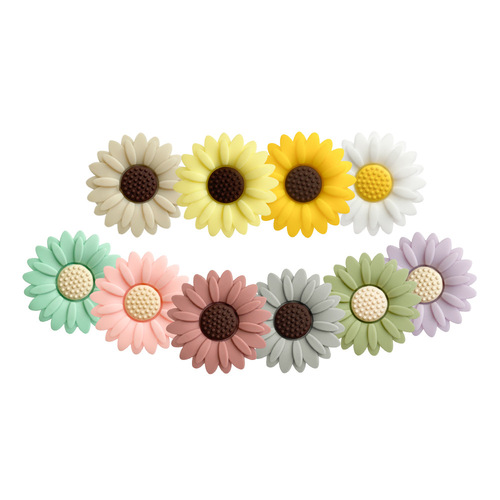 Manufacturer Silicone Daisy Flower Beads Food Grade Silicone Cartoon Ornaments DIY Pacifier Chain Bracelet Accessories