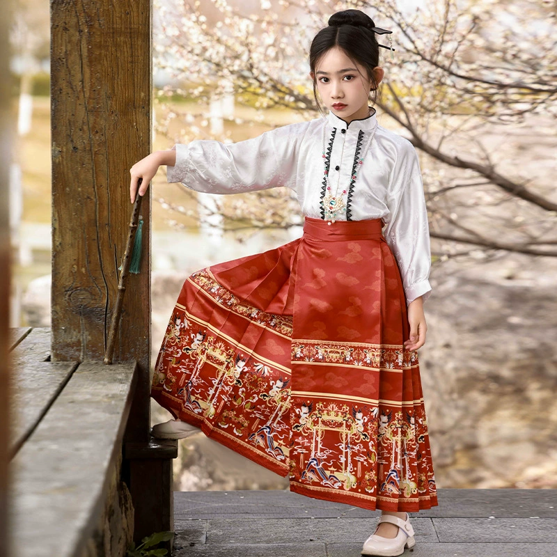 Детский костюм Hanfu 2024 новый оригинальный древний стиль Ming Tang костюм в китайском стиле костюм осенняя лошадь юбка для девочек