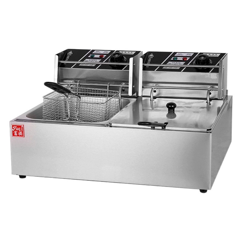 Трансграничная фритюрница Фритюрница Электрический столешница жареная куриная ножка куриные крылышки картофель фри утолщение одноцилиндровый двойной сито электрическая фритюрница