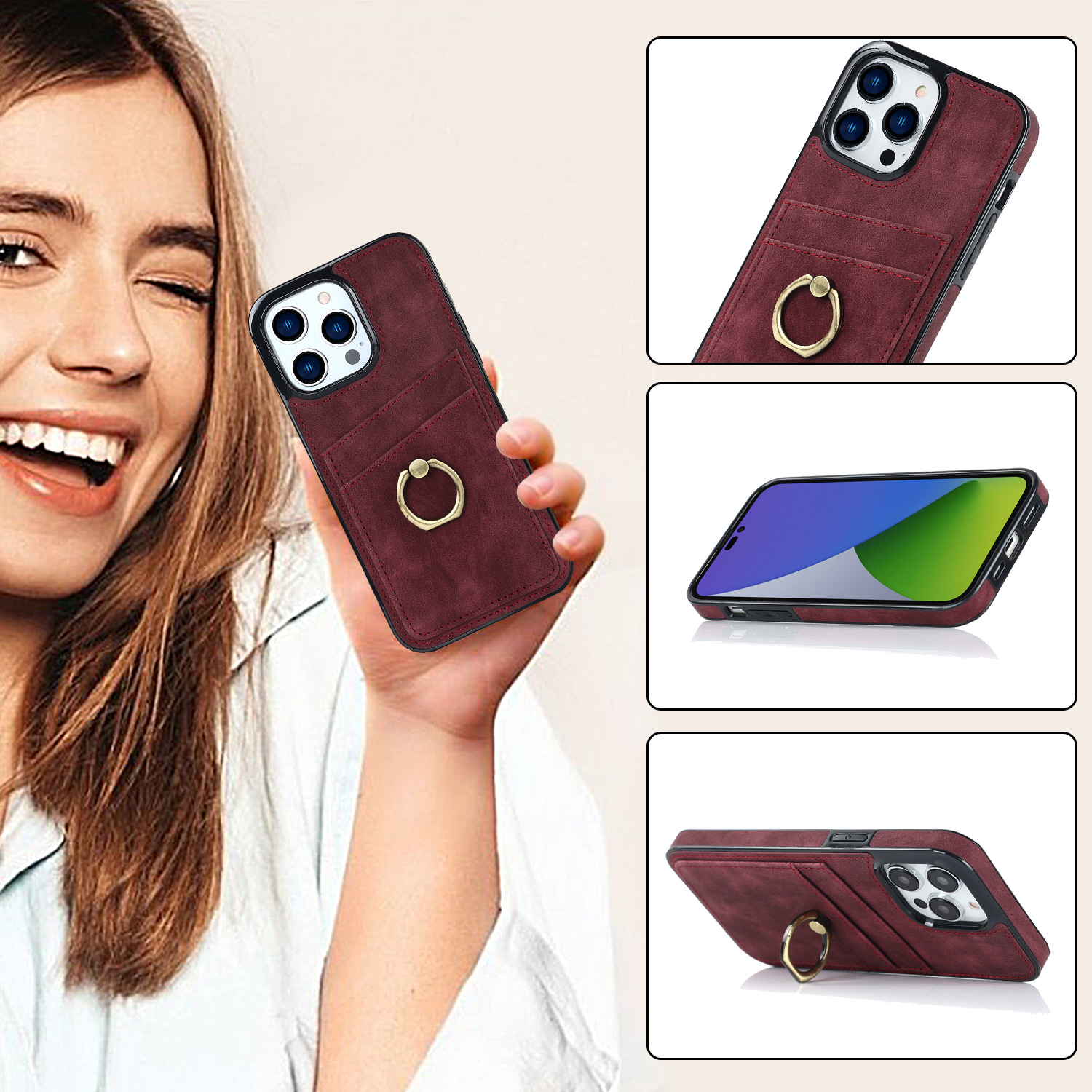 Simple Style Solid Color Pu Leather    Phone Cases display picture 4