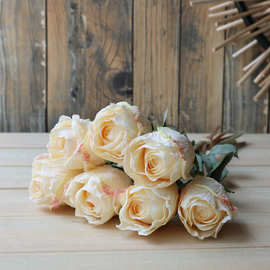 仿真干花七头手札香水玫瑰把束玫瑰干花把束仿永生花假花装饰