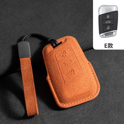 Suitable for Volkswagen suede key: Car key bag - volkswagen-e-type-emma-orange-leather-rope