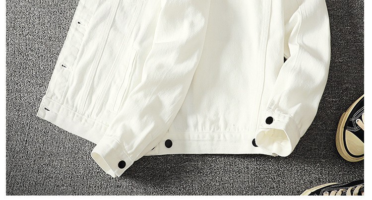 Ropa de hombre, ropa de trabajo, chaqueta corta con solapa, top informal de moda, chaqueta vaquera blanca, abrigo informal ajustado, ropa de trabajo, estilo coreano, moda de primavera y otoño._voghion.com