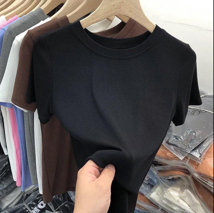 【多色オプション】高級純色マスクtシャツ女性半袖夏の新型修身がやせて見えるシャツの上着|undefined