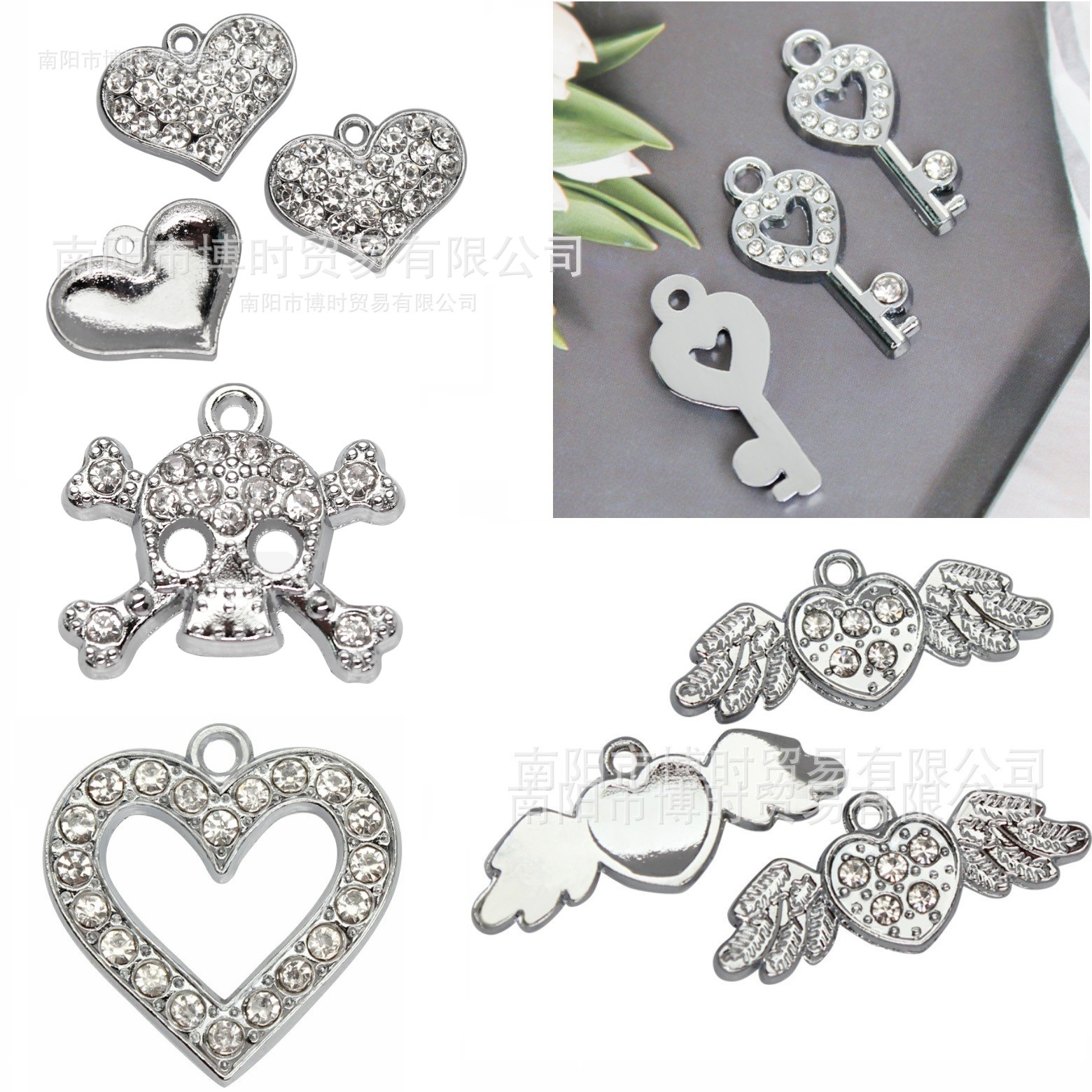 European and American popular DIY jewelry accessories zinc alloy love Angel wings key jewelry accessories pendant pendant