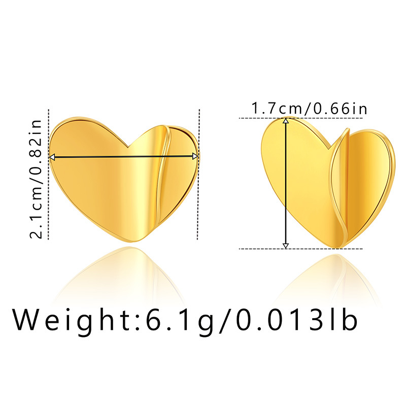 10g Weight Fashion Heart Shape Copper Plating Ear Studs 1 Pair