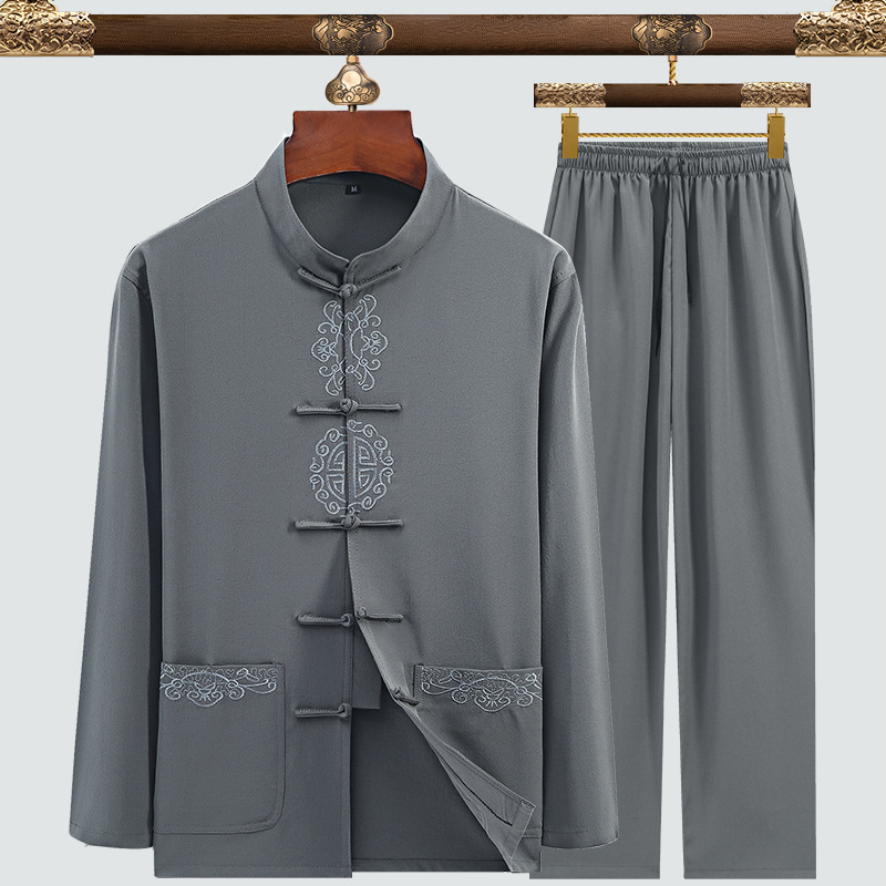 Summer outfit for fathers, middle-aged and elderly men, Tang suit, Chinese style, short-sleeved, summer, gift for grandfathers, 3104