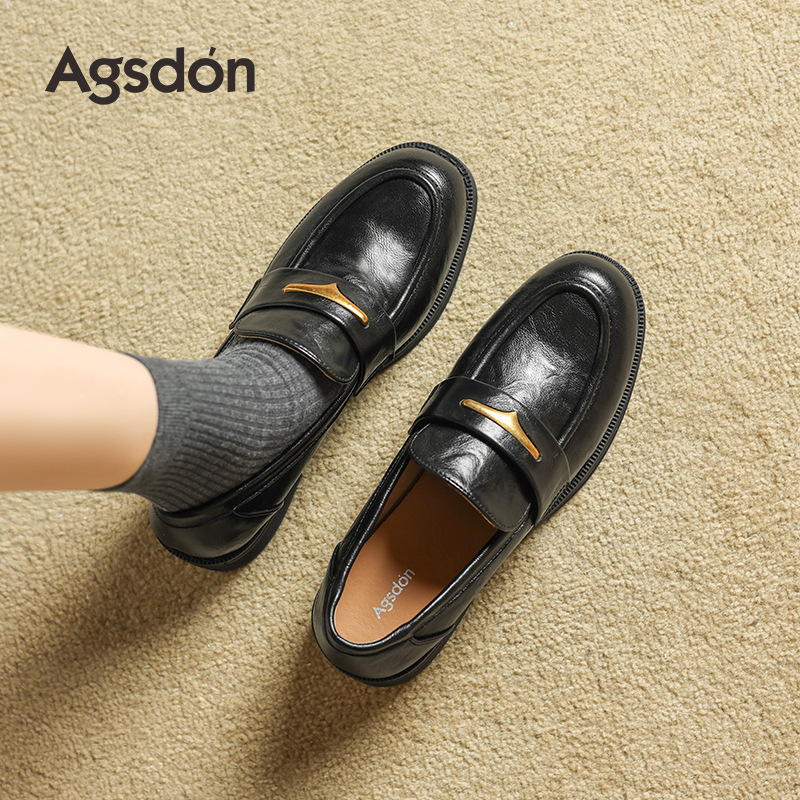 Zapatos de Lefour para mujeres 2026 nuevos zapatos de cuero británicos de primavera retro zapatos de sola plana