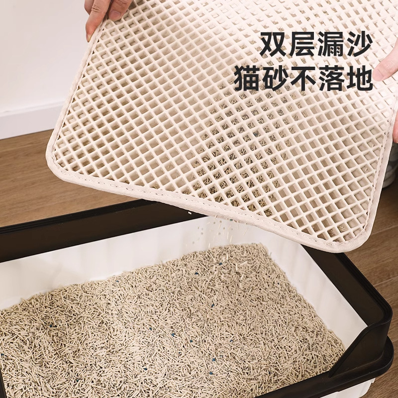 Alfombrilla de arena para gatos Filtro de doble capa anti-Out para gatos a prueba de salpicaduras Lavable gran control de arena gato alfombra de baño para gatos Cuenca