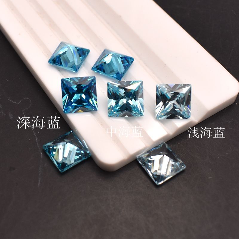 sapphire square gemstone with zircon