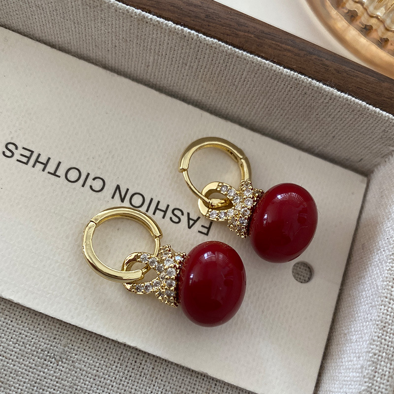 High end red earrings with unique niche design, geometric earrings for women celebrating the Chinese New Year in 2024