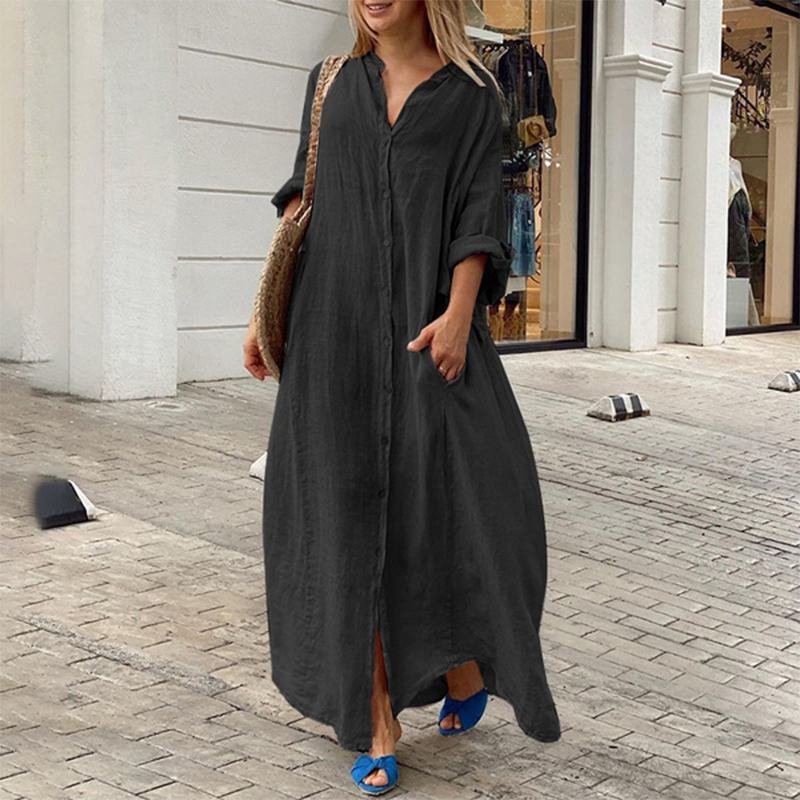 Women's Regular Dress Simple Style Standing Collar Long Sleeve Solid Color Maxi Long Dress Holiday Daily display picture 4