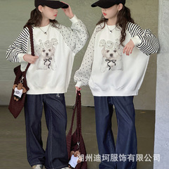 女童春秋装卫衣2025新款大儿童洋气韩版女孩春秋卡通小狗上衣跨境