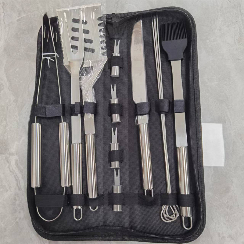 Fábrica de suministro de parrilla de acero inoxidable conjunto de parrilla de parrilla de parrilla portátil al aire libre conjunto de herramientas de parrilla de parrilla combinada