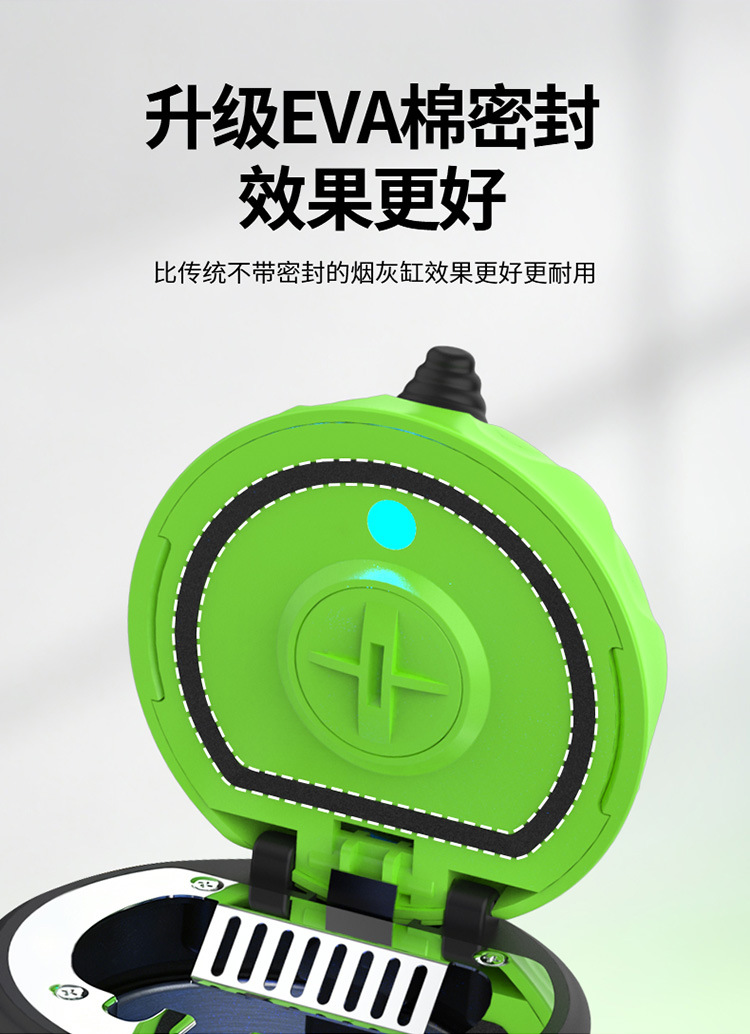 Car ashtray with LED light, featuring a creative donut and ice cream design, with a lid and stainless steel inner container to prevent ash from scattering, suitable for use in cars