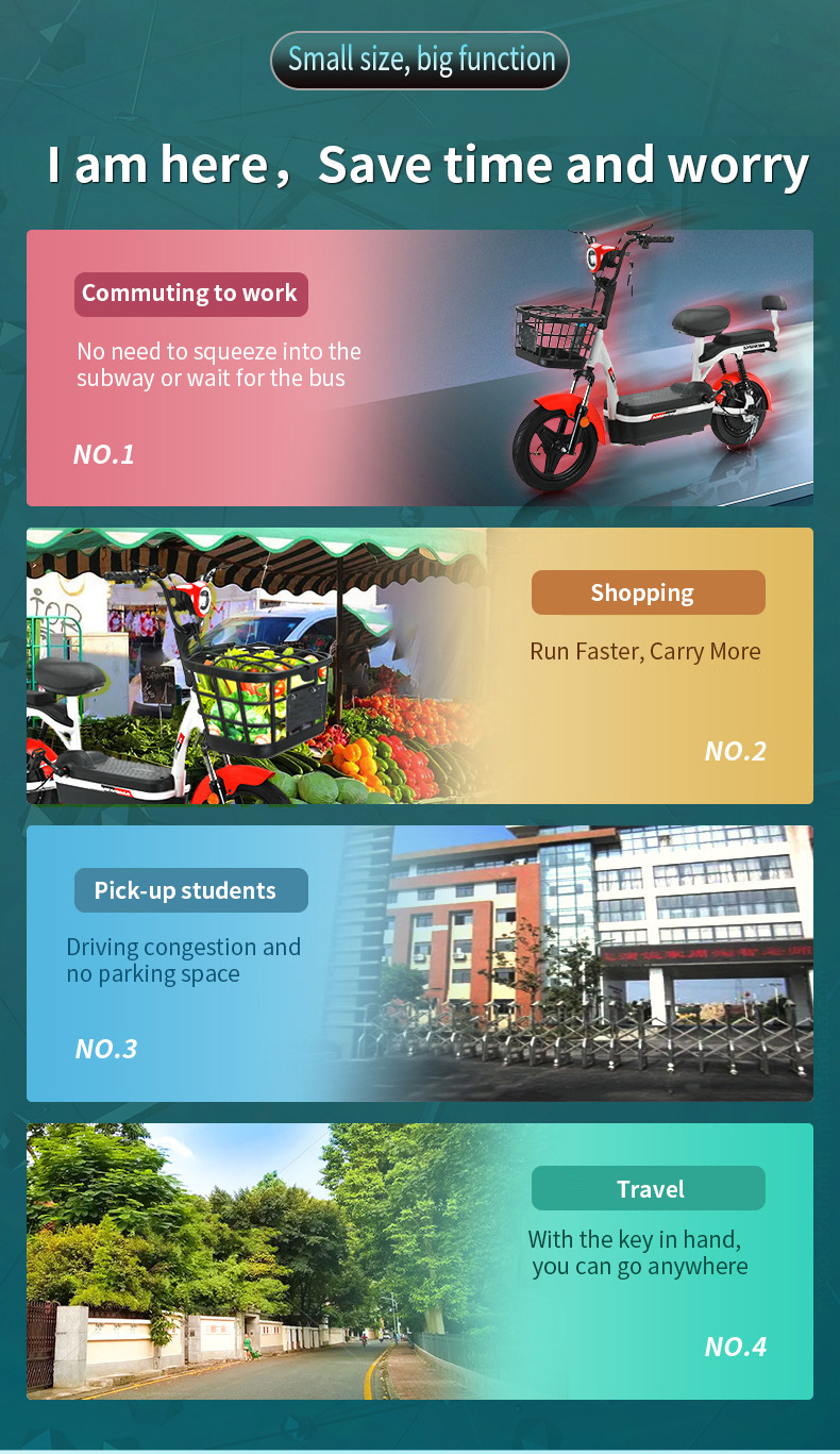 Factory Direct Supply Electric Scooter Battery Car 48V Lightweight Electric Motorcycle Scooter Family Electric Bicycle