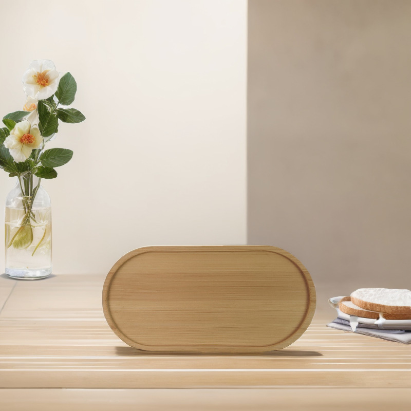 Japanese Style Bamboo Tray Household Simple Living Room Tea Tray Small Wedding Breakfast Vintage Bread Snack Melon and Fruit Bamboo Tray