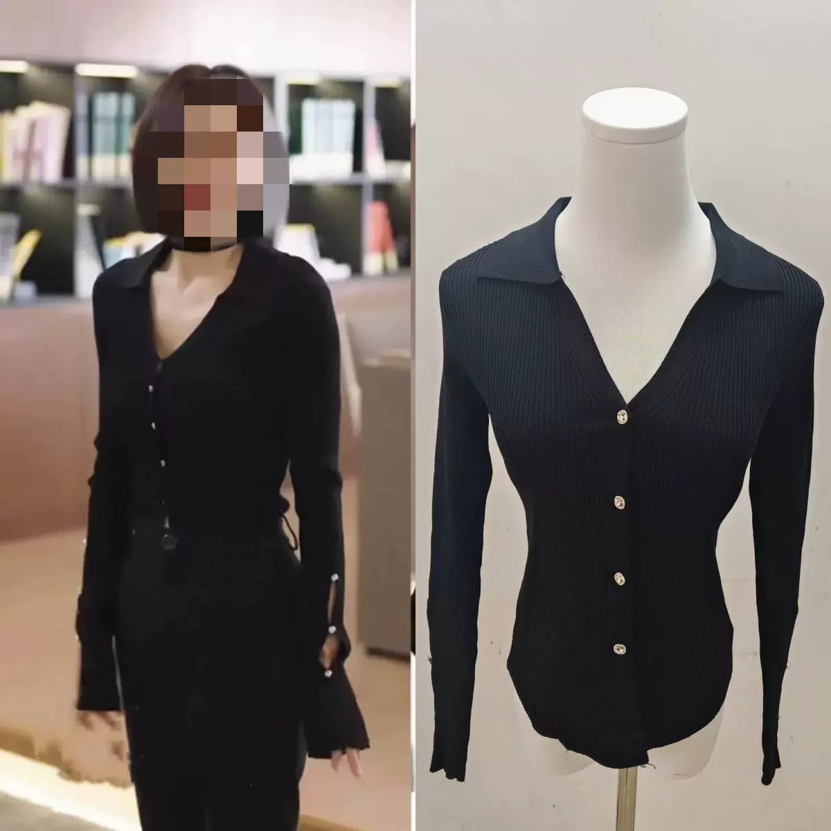 长期现货2025春闪耀的她秦岚管文同款针织衫修身V领POLO衫上衣服