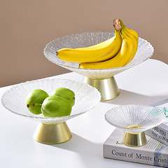 Light luxury fruit plate ornaments modern home living room coffee table snack glass tray Nordic style crystal glass fruit bowl