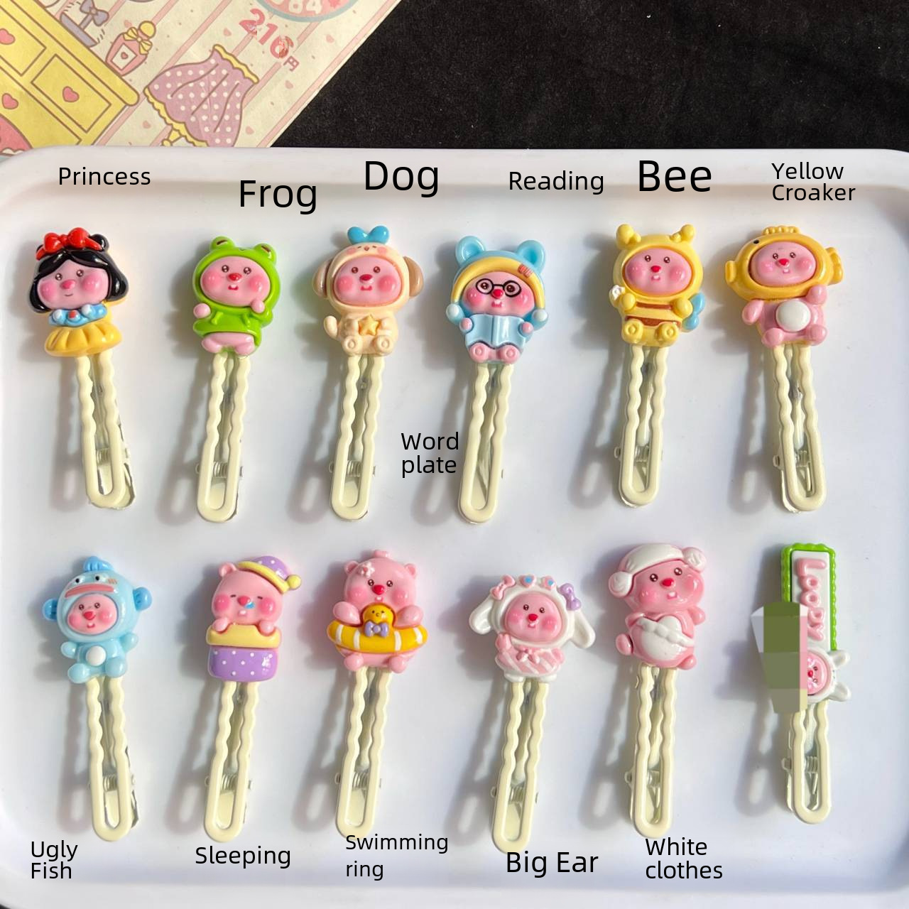 12 Forcina per capelli a forma di marmotta, carina, dolce, ragazza, forcina laterale a forma di cuore, giapponese e coreana, mini copricapo con clip laterale morbido per ragazza_voghion.com