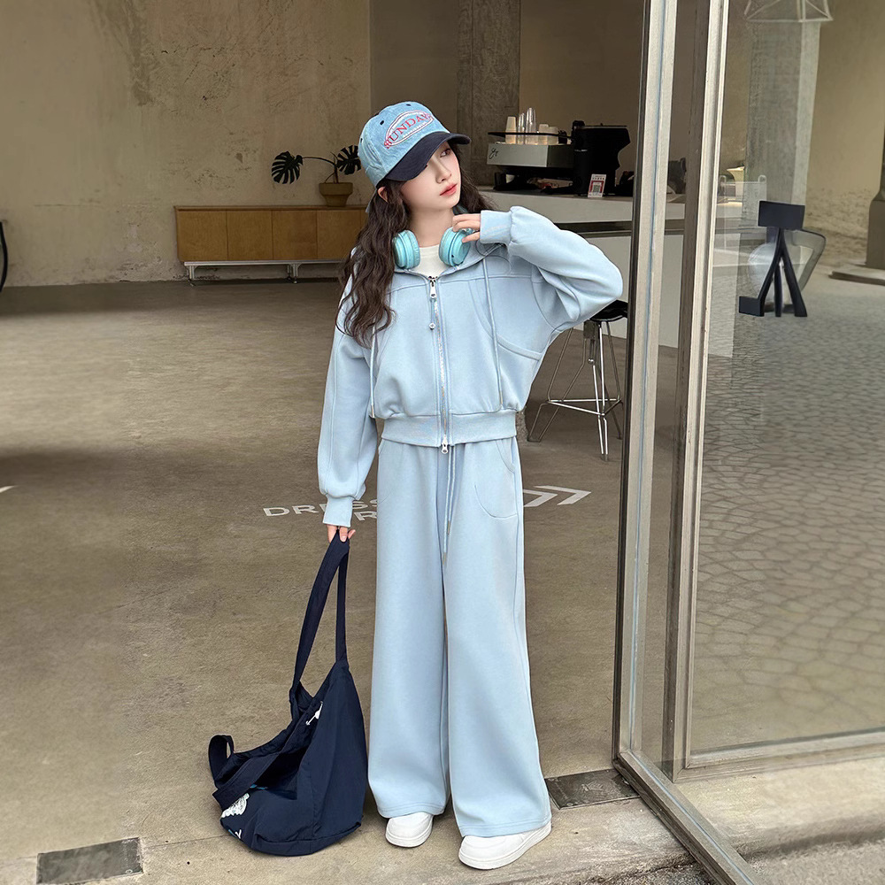 桔子虎女大童卫衣套装春秋装2025新款洋气时髦小学生女孩休闲运动