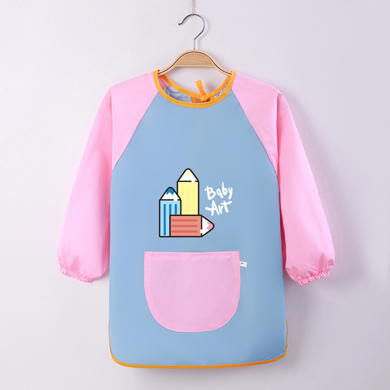Abrigo DE LOS NIÑOS impermeable arte kindergarten pintura ropa publicidad inversa ropa impresa logo manga larga delantal vestido inverso