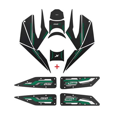 Motorcycle pedals: 150X Motorcycle-Specific Foot Pads - green-foot-pad-fuel-tank-sticker