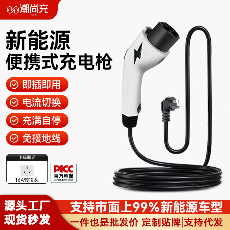 新能源特斯拉充电枪电动汽车充电器广汽比亚迪随车便携式免接地线