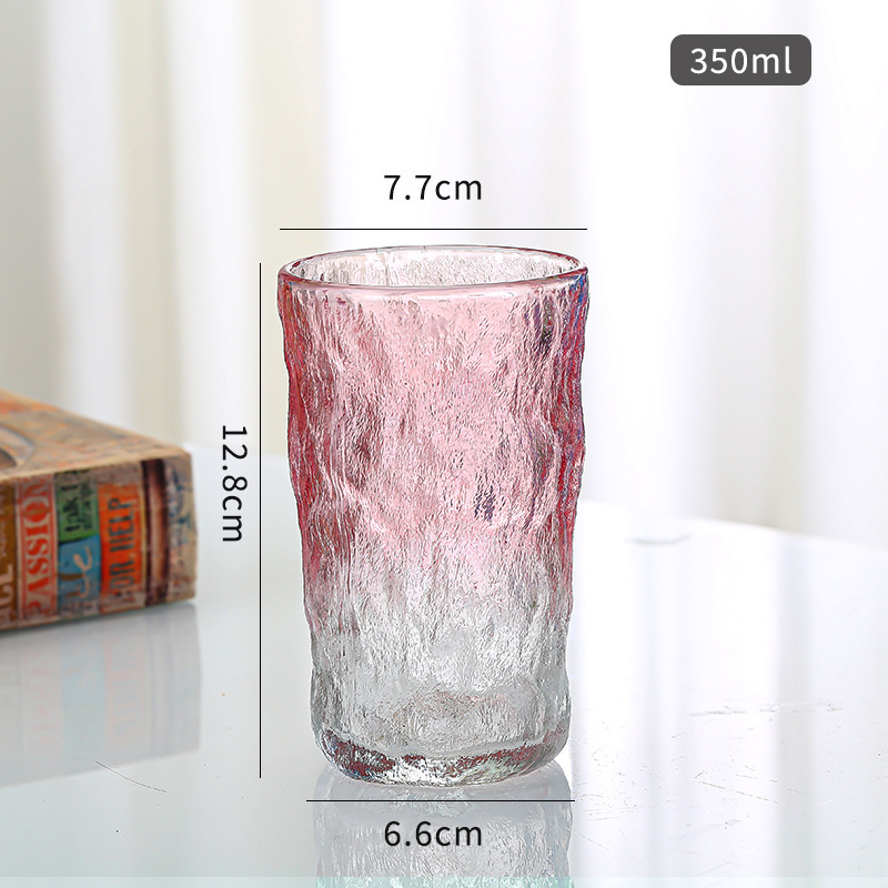 Taza de glaciar de vidrio simple taza de agua casera taza de jugo de cerveza transparente taza colorida taza de té de frutas