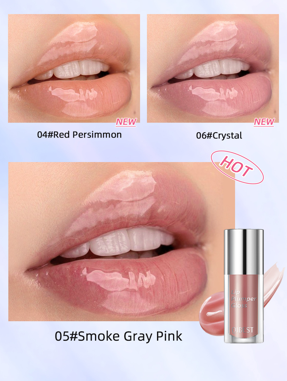 QIBEST Lip Oil Transparent Mirror Water Glass Lip Moisturizing and long-lasting non-stick Lip gloss Makeup wholesale undefined